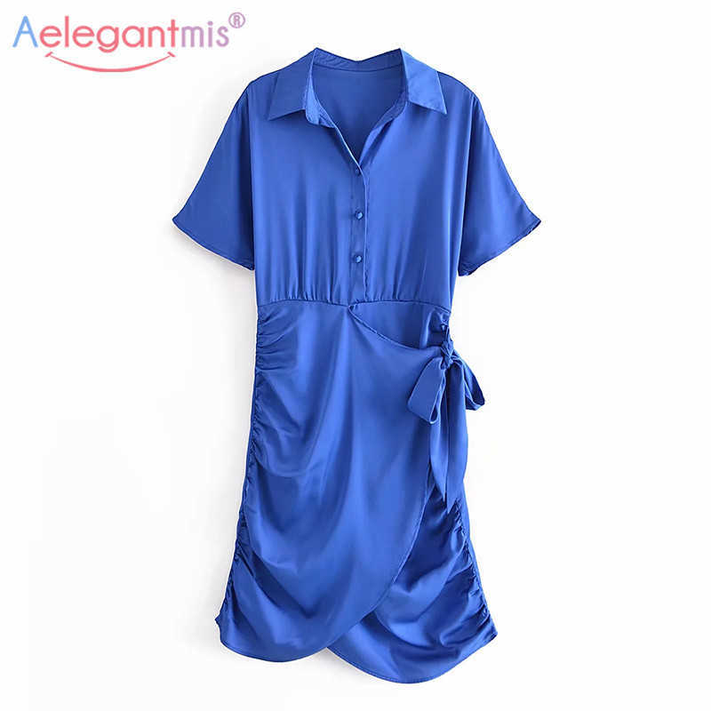 Aelegantmis Office Lady Satin Mini Dress Sashes Folds Elegant Asymmetrical Short Dresses Summer Solid Fashion Sexy Vestidos 210607, Blue
Aelegantmis Office Lady Satin Mini Dress Sashes Folds Elegant Asymmetrical Short Dresses Summer Solid Fashion Sexy Vestidos 210607, Blue