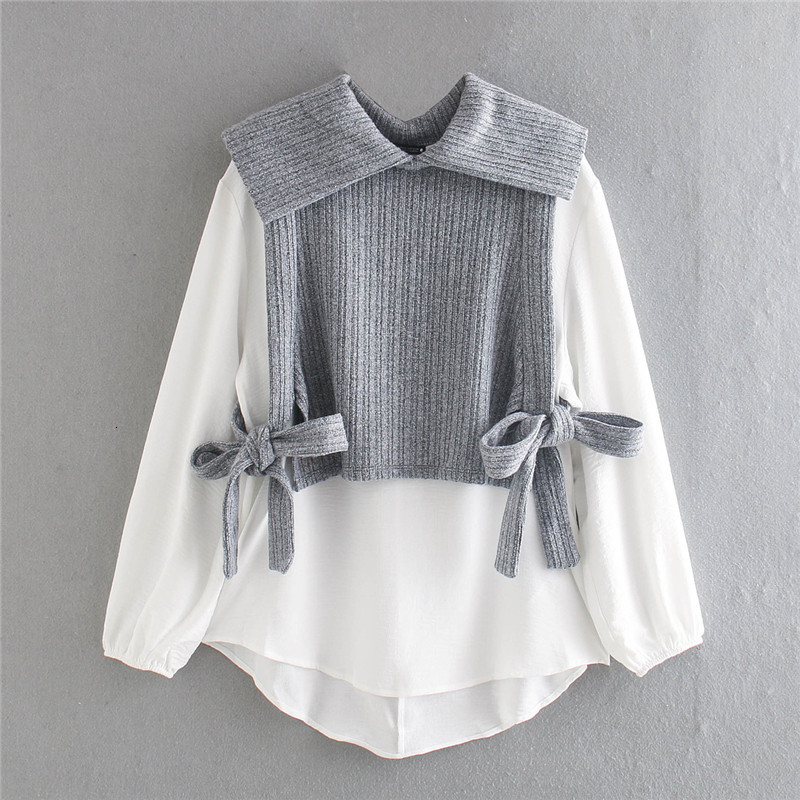 Women's Blouses & Shirts Women Autumn Fashion Patchwork Knitted Za Gray Blouse Ladies Long Puff Sleeve Lace Up Tops Chic TH9L
Women's Blouses & Shirts Women Autumn Fashion Patchwork Knitted Za Gray Blouse Ladies Long Puff Sleeve Lace Up Tops Chic TH9L