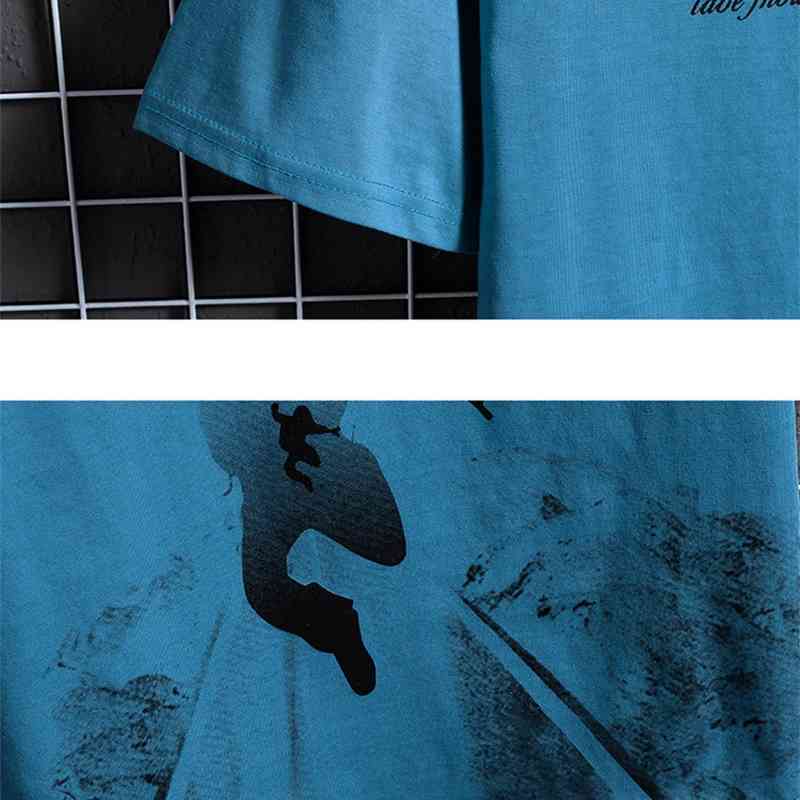 Summer Set Men Hip Hop Fashion 2 PCS Outfits Short Sleeve Sportsuits Men Casual Print T-shirt+Short Harajuku Male Tracksuit 210603