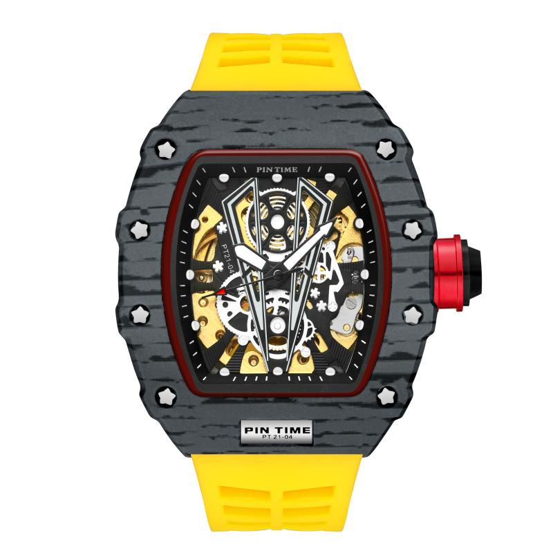 Wristwatches Fashion Men Sport Automatic Yellow Watch Mechanical Movement Rubber Strap Luxury Style Hollow Dial Gift, 10
Wristwatches Fashion Men Sport Automatic Yellow Watch Mechanical Movement Rubber Strap Luxury Style Hollow Dial Gift, 10