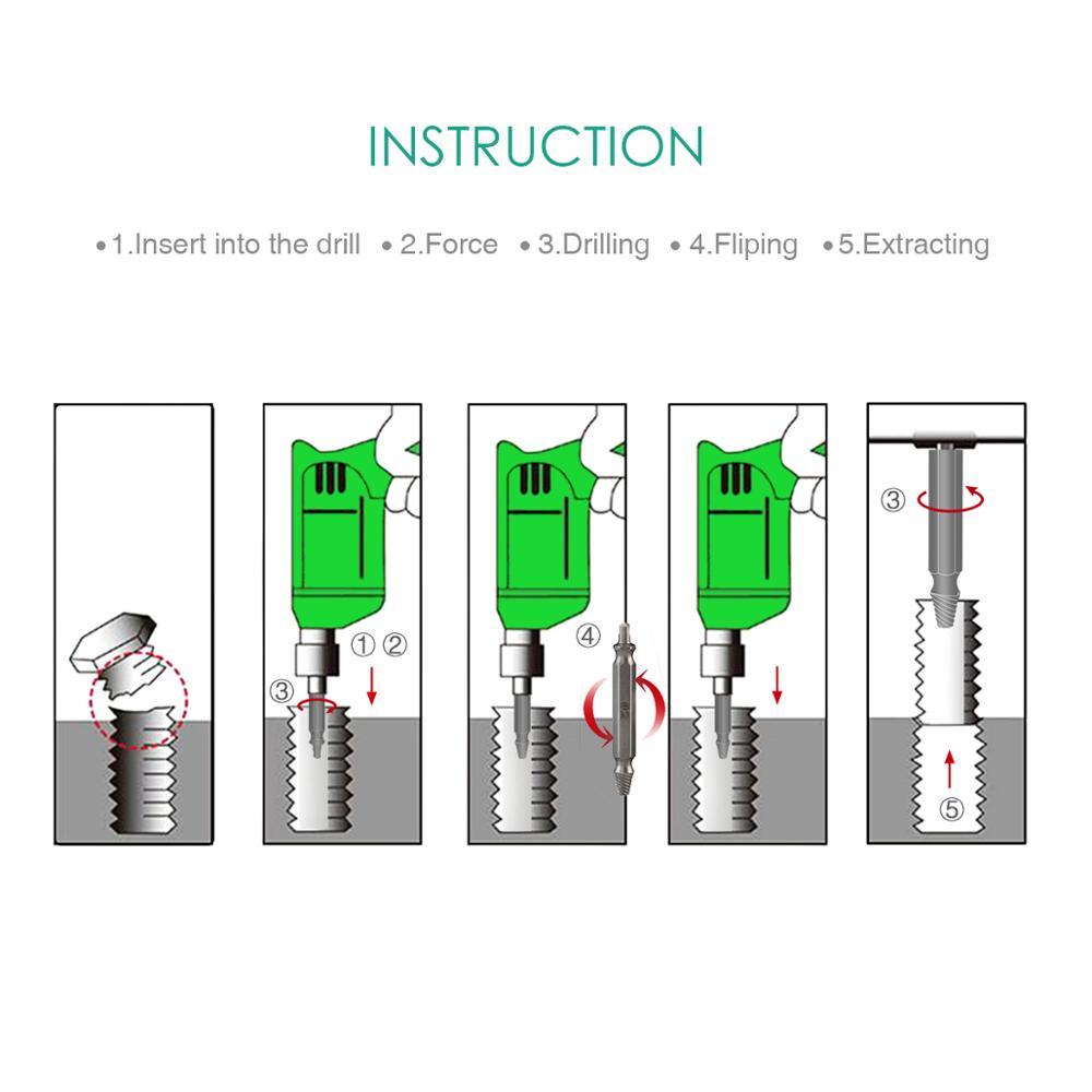 GUIDE 5 pgs/set Guide to Joint Drill Extractor Damaged Bolt Extractor Broken Speed Easy Outside the Prisoner Screw Removing Tool
