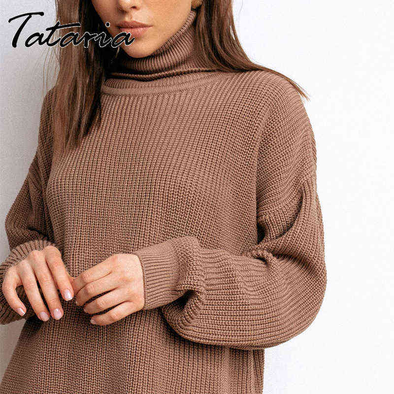 Oversize Turtleneck Autumn Winter Long Sweaters for Women Fashion Black Classic Pull Vintage Femme Knit Top Woman Jumper 211109