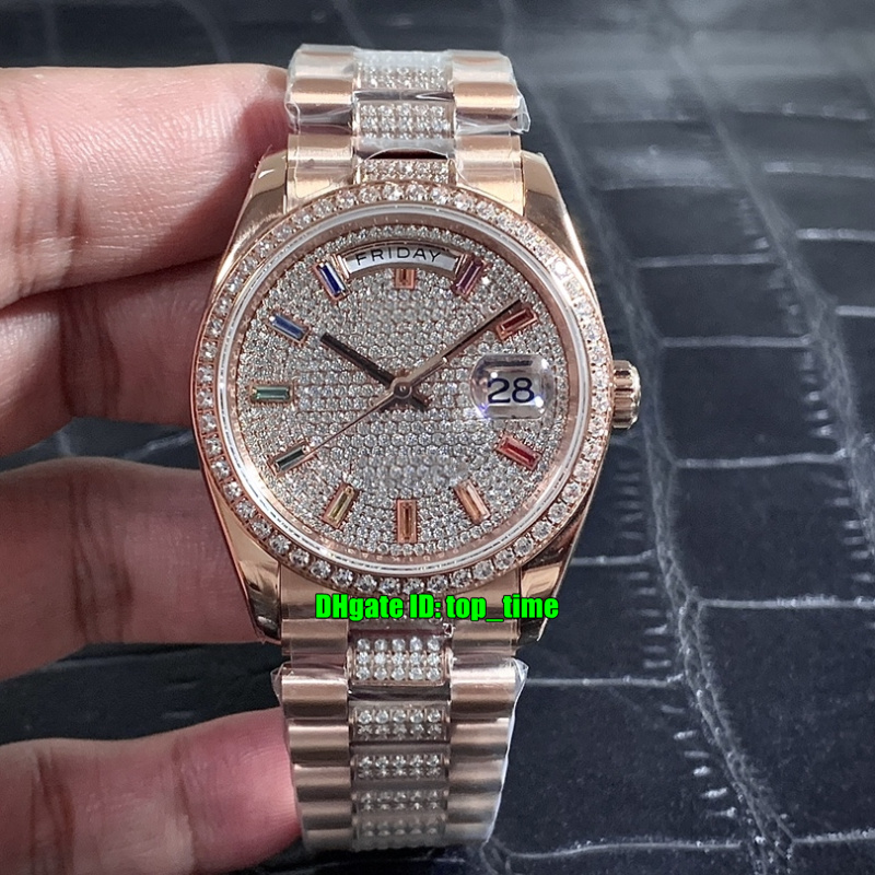 Luxury Watches TW 36mm Day-Date Diamond Rainbow ETA2836 Automatic Mens Womens Watch 128345 Pavé Diamonds Dial Rose Gold Bracelet Ladies Gents Wristwatches, Vip
Luxury Watches TW 36mm Day-Date Diamond Rainbow ETA2836 Automatic Mens Womens Watch 128345 Pavé Diamonds Dial Rose Gold Bracelet Ladies Gents Wristwatches, Vip