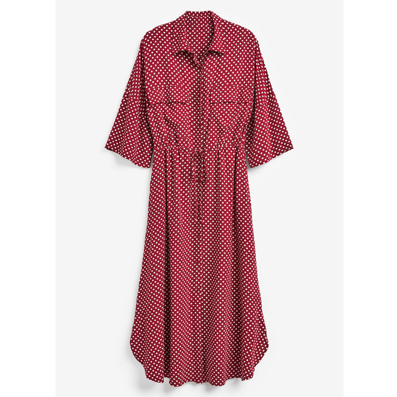 Bikini Cover-ups Red Boho Dot Printed Summer Beach Dress Plus Size Women Wear Swim Suit Cover Up robe de plage Q1063 210420