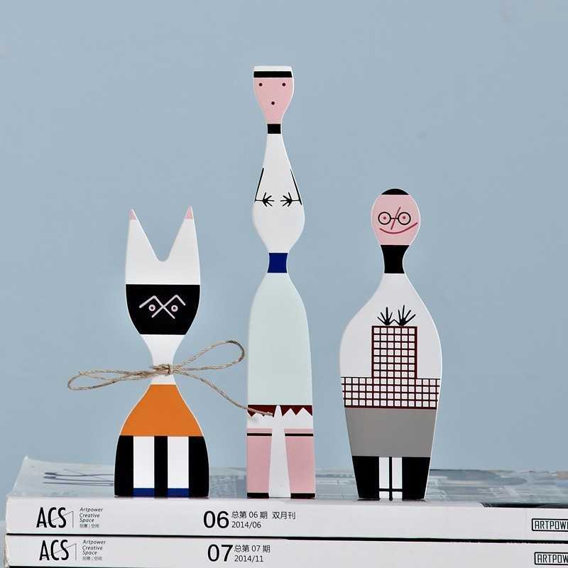 3 pieces Home Decorative Toy Wooden Dolls Boy and Girls Gift Crafts Decor Wood Figurines Arrival 210804