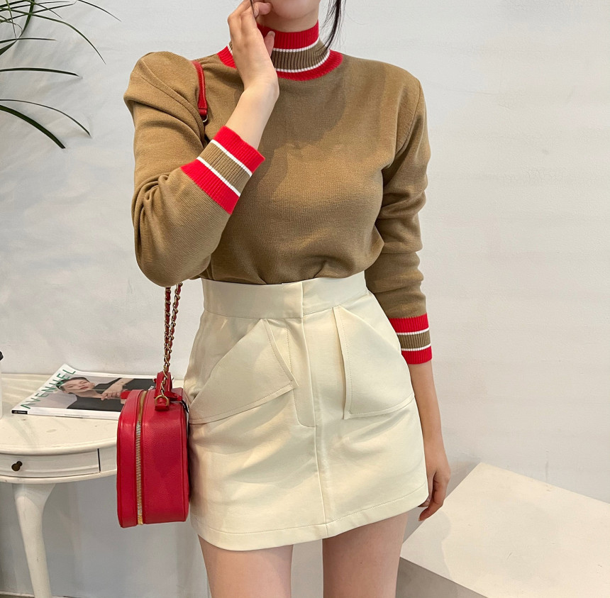 Autumn Winter Turtleneck Knitted Sweater Women Casual Hit Color Striped Pullovers Female Office Lady 210519