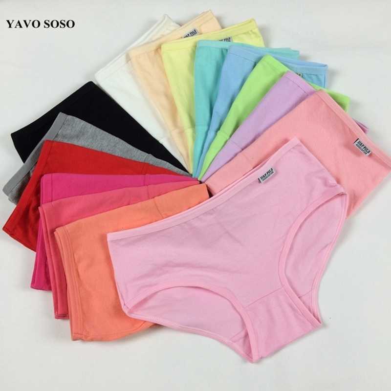 10Pcs/lot Cotton Underwears Women Panties Plus Size 5XL Candy Colors lingeries Women's Briefs SH190906