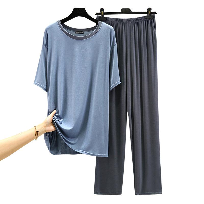 Men's Sleepwear Summer Modal Loose Pajamas Large Size -6XL Short Sleeve Pants Can Be Wearing Outside Thin Casual Two-piece Pigiama Uomo, Purple ink blue suit
Men's Sleepwear Summer Modal Loose Pajamas Large Size -6XL Short Sleeve Pants Can Be Wearing Outside Thin Casual Two-piece Pigiama Uomo, Purple ink blue suit