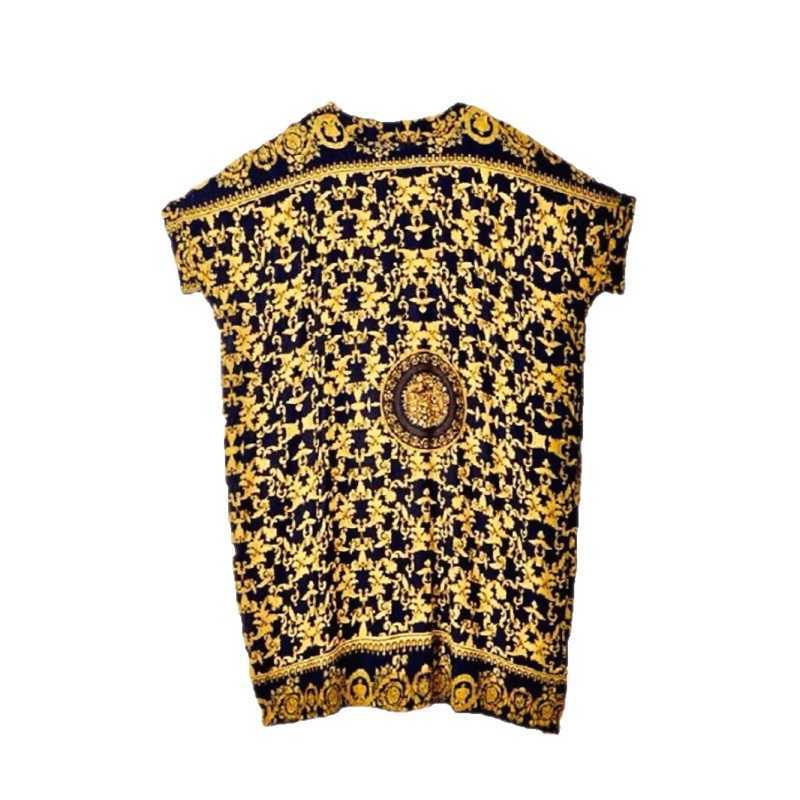 Vintage Floral Printed Bohemian Plus Size Loose O Neck Dresses Dubai Beach Travel Batwing Sleeve Ankle-Length Women Dress 210615Z