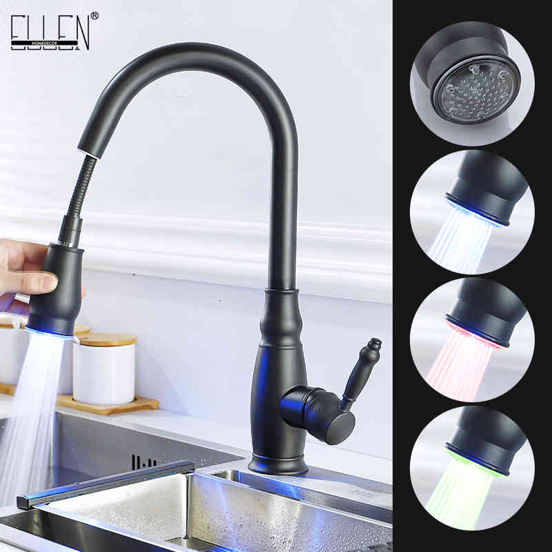 Kitchen Faucets Black Led Pull Out Mixer Tap Hot Cold Water Swivel 360 Degree Elk5413 Vskp
Kitchen Faucets Black Led Pull Out Mixer Tap Hot Cold Water Swivel 360 Degree Elk5413 Vskp