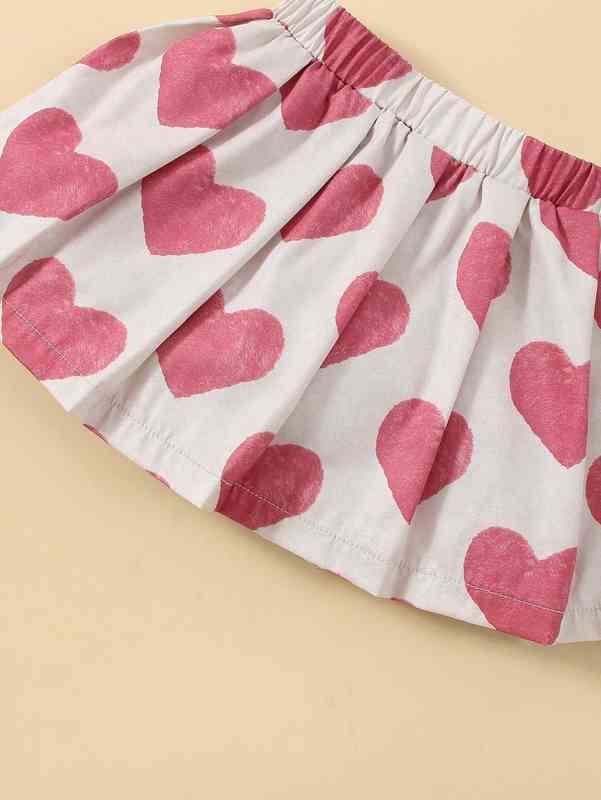 Baby Cold Shoulder Layered Sleeve Crop Top Print Skirt SHE