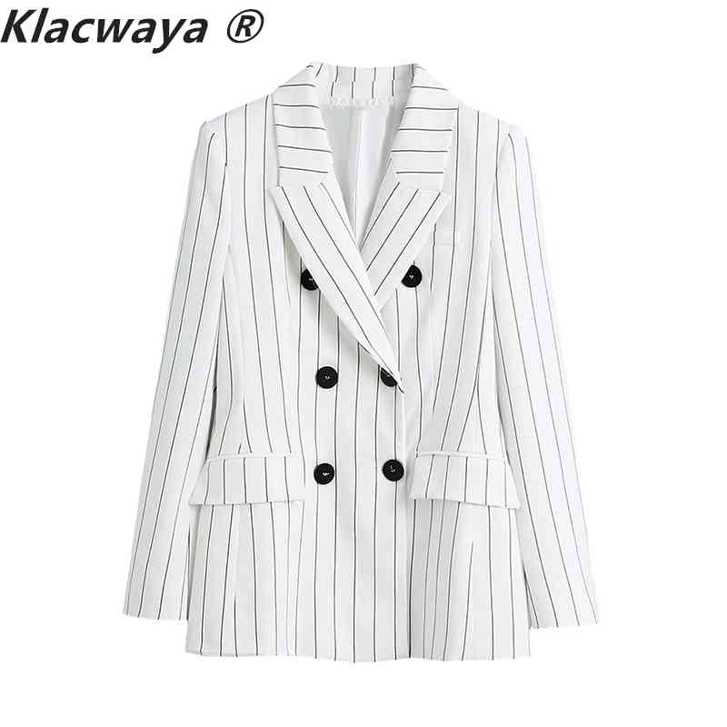 ZA Women Summer Striped Blazers Suits Long Sleeve Double Breasted Female Elegant Slim OL Blazer Outerwear 210521, White
ZA Women Summer Striped Blazers Suits Long Sleeve Double Breasted Female Elegant Slim OL Blazer Outerwear 210521, White