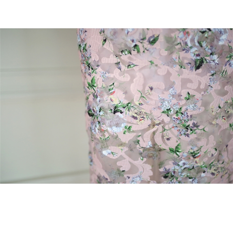 Women Summer Elegant Puff Sleeve Dress Female Fashion Office Lady Robe Femme Vintage Lace Flowers Embroidery Slim Pencil 210519