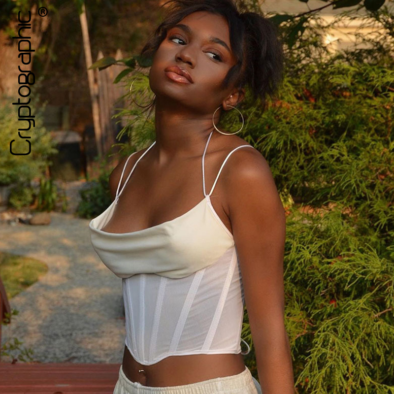 Halter Sexy Baless Sheer Mesh Crop Tops Women Fashion Club Straps White Camisole Baless Top Cropped Streetwearhigh quality
Halter Sexy Baless Sheer Mesh Crop Tops Women Fashion Club Straps White Camisole Baless Top Cropped Streetwearhigh quality