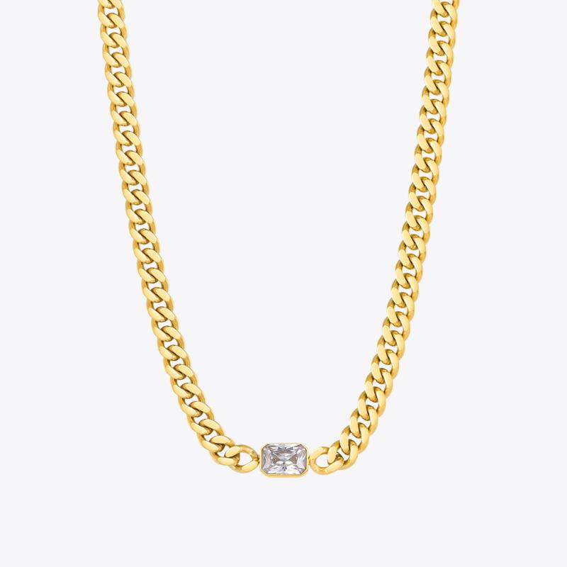 Pendant Necklaces ENFASHION Wide Zircon Chain For Women Gold Color Goth Necklace Choker Stainless Steel Collier Fashion Jewelry P213234
Pendant Necklaces ENFASHION Wide Zircon Chain For Women Gold Color Goth Necklace Choker Stainless Steel Collier Fashion Jewelry P213234