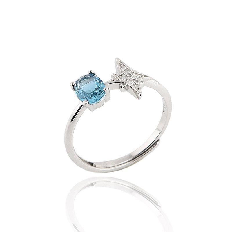 Sterling Silver Four Prongs Inlaid With Colored Gemstones Female Ring Opening Adjustable Star Zircon Crystal Wedding Rings
Sterling Silver Four Prongs Inlaid With Colored Gemstones Female Ring Opening Adjustable Star Zircon Crystal Wedding Rings