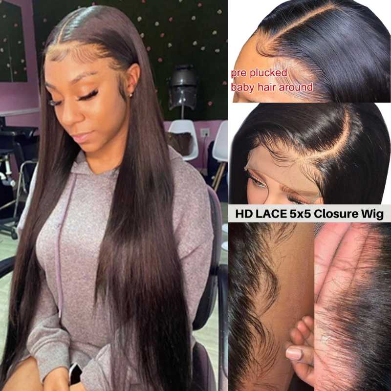 Inch Bone Straight 13X6 HD Lace Front Wig Human Hair Transparent Frontal Wigs Brazilian1