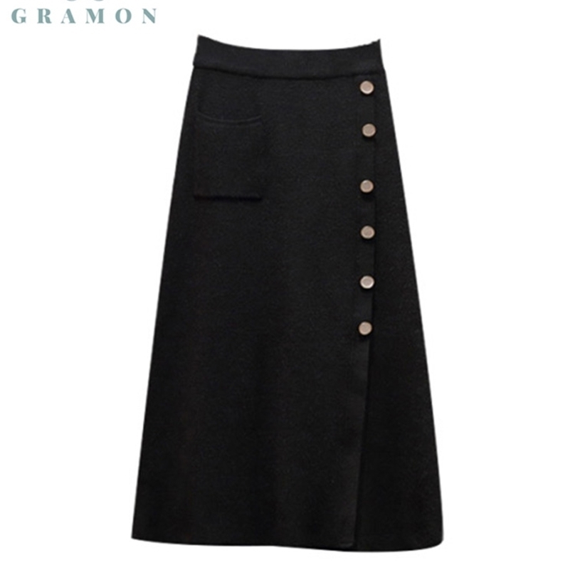 Skirts Plus Size Fall Winter Clothes For Women Korean Fashion All-Match High Waist Knitted Midi Skirt Chic Jupes Mujer 211109, Black
Skirts Plus Size Fall Winter Clothes For Women Korean Fashion All-Match High Waist Knitted Midi Skirt Chic Jupes Mujer 211109, Black