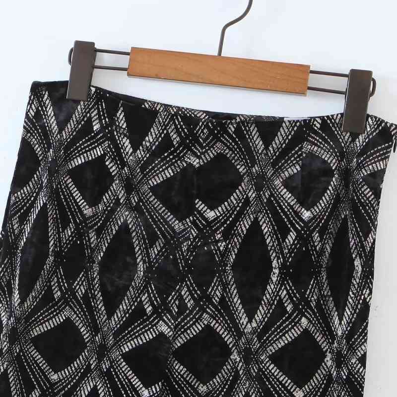 Spring Women Geometric Printing Velvet Flare Pants Casual Lady Loose Trousers P1980 210430