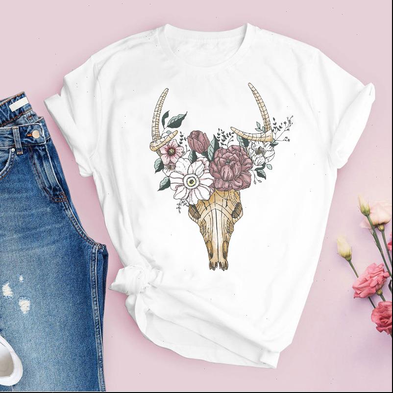 women printing graphic bull t shirts heifer skull floral fashion cute printed lady tees clothing female shirt, White
women printing graphic bull t shirts heifer skull floral fashion cute printed lady tees clothing female shirt, White