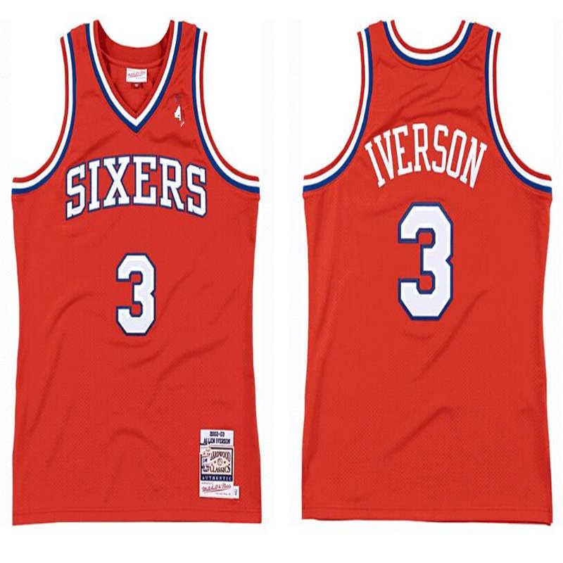 Allen Iverson 3 Philadelphia 76ers Vintage Mitchell & Ness 2002 Hardwoods Classics Authentic Jersey - Red, Black;red
Allen Iverson 3 Philadelphia 76ers Vintage Mitchell & Ness 2002 Hardwoods Classics Authentic Jersey - Red, Black;red