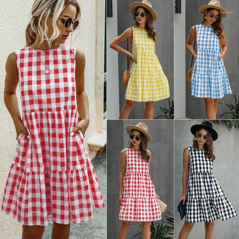 Casual Dresses Summer Women' Sleeveless O-neck Loose Size Miniskirt 2021 Plaid Shirt Avant-garde Fashionable Dress, A900111sb
Casual Dresses Summer Women' Sleeveless O-neck Loose Size Miniskirt 2021 Plaid Shirt Avant-garde Fashionable Dress, A900111sb