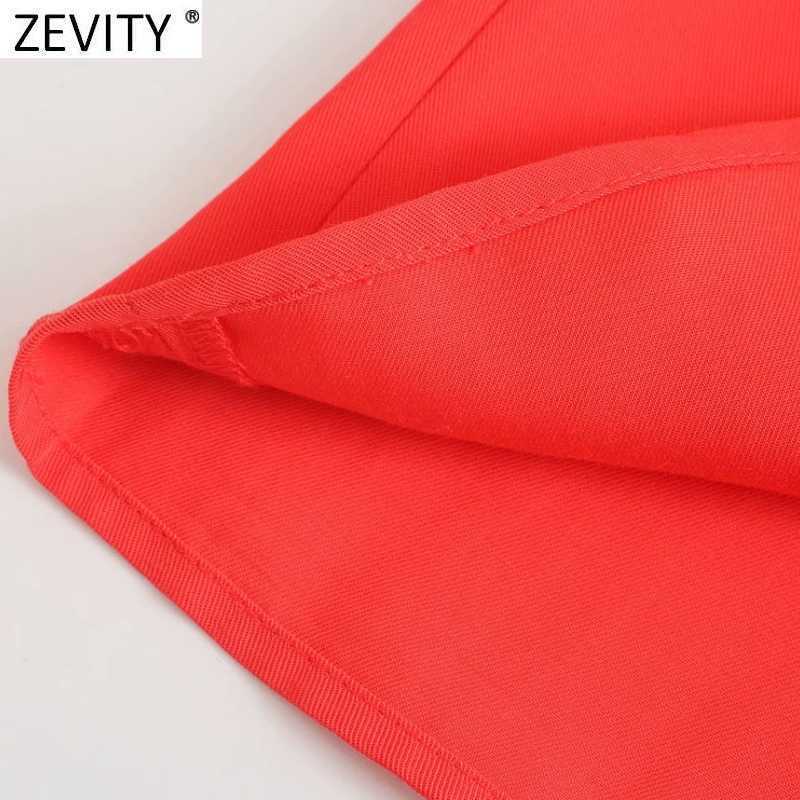 Zevity Women Simply Solid Color Pockets Patch Casual Straight Pants Female Chic Elastic Waist Lace Up Summer Long Trousers P1129 210603