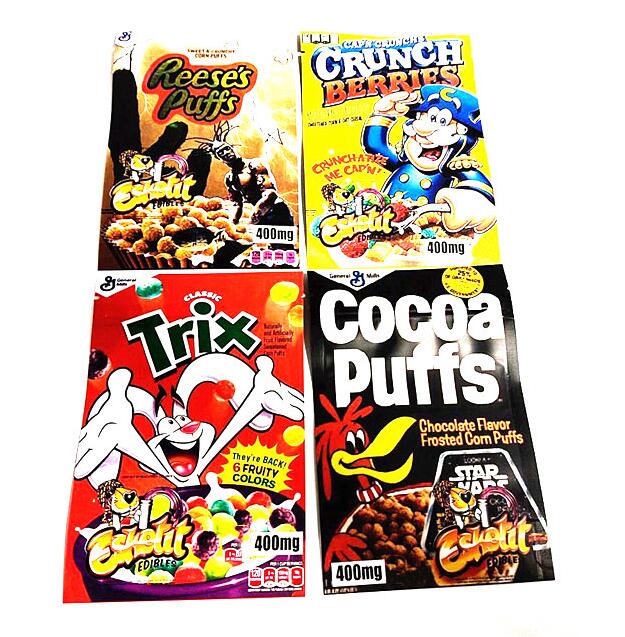 2021 Edibles 400mg Rancher Packaging Trix Cereal Rice Bags Cocoa Puffs crunch berries Mylar Bag
2021 Edibles 400mg Rancher Packaging Trix Cereal Rice Bags Cocoa Puffs crunch berries Mylar Bag