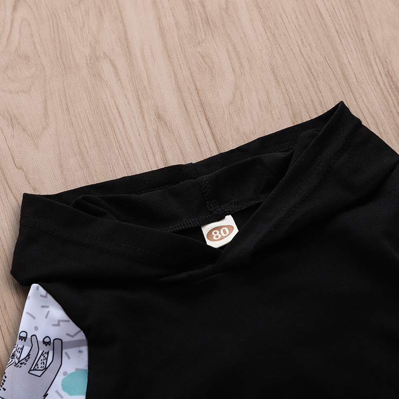 Baby Girls Boys Clothes Sets Spring Autumn Fashion Child Outfits Black Sloth Branch-Printed Long-Sleeve Hoodie Pantsuit Kids Clothing