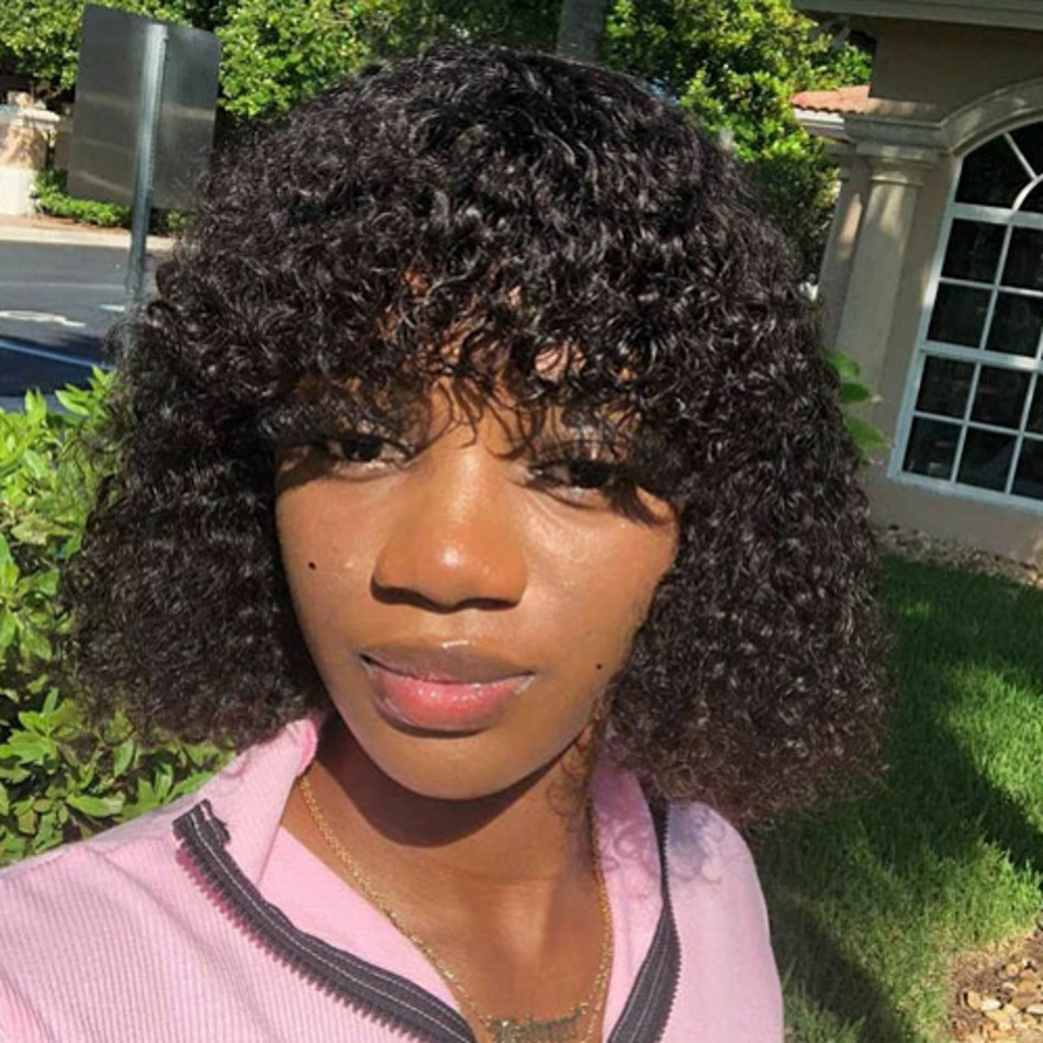Peruvian Human Hair Bob Wig with Bangs No Lace Jerry Curly Short Full Machine Made Wigs Natural Color 150% Density
Peruvian Human Hair Bob Wig with Bangs No Lace Jerry Curly Short Full Machine Made Wigs Natural Color 150% Density