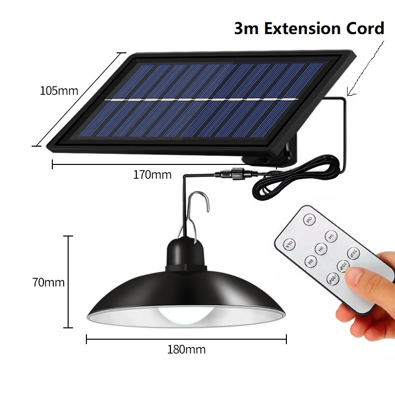 Solar Pendant Lamp Indoor Outdoor waterproof Remote garden lights Single Double head led light for camping home Patio Chandelier