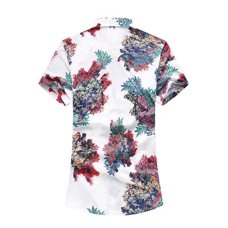 Men Clothes Summer Fashion Casual Men Shirt Short Sleeve Cotton Floral Shirts Cool Breathable Flowers Shirt 5XL 6XL 7XL 210412