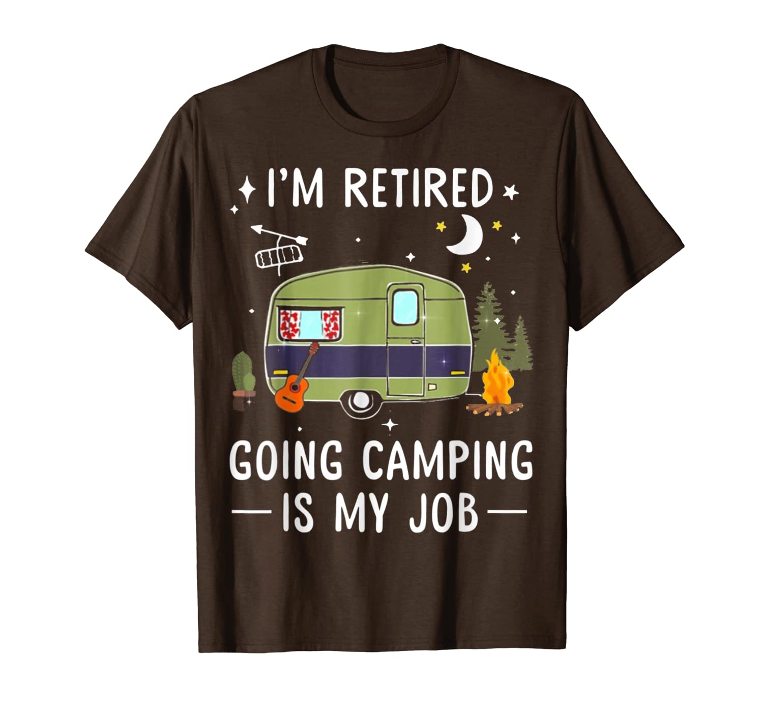 i'm retired going camping is my job shirt gift for women men, White;black