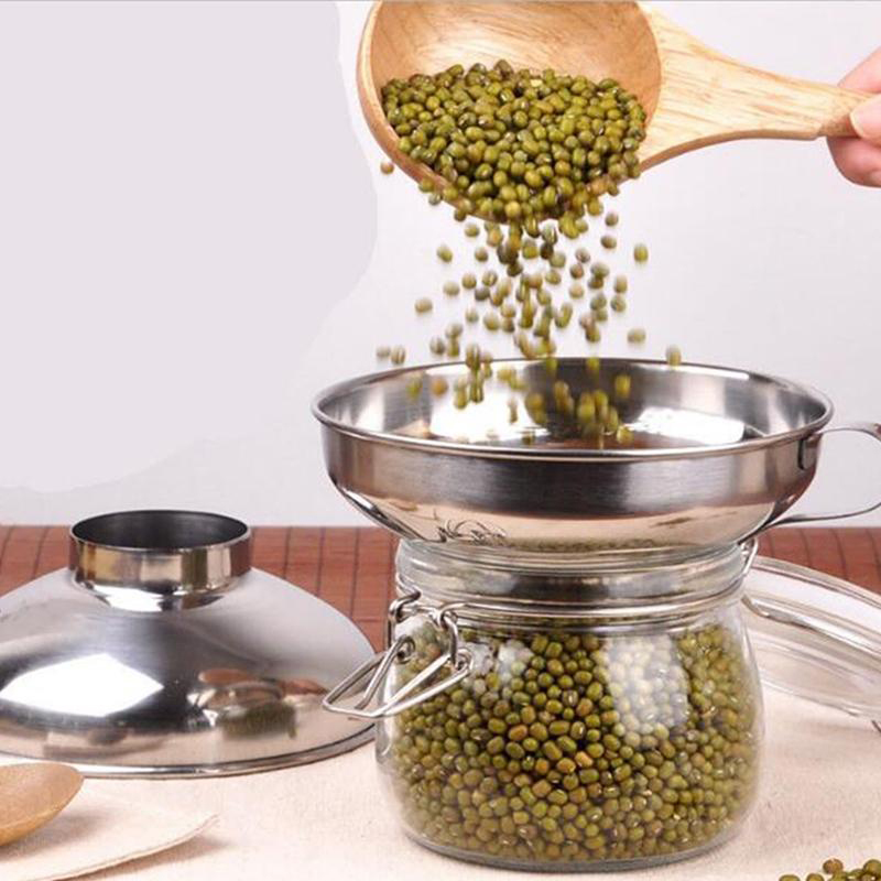 1PC Stainless Steel Funnel Wide Mouth Canning Hopper Filter Food Pickles Spices Jam Funnel Kitchen Gadgets Cooking Tools