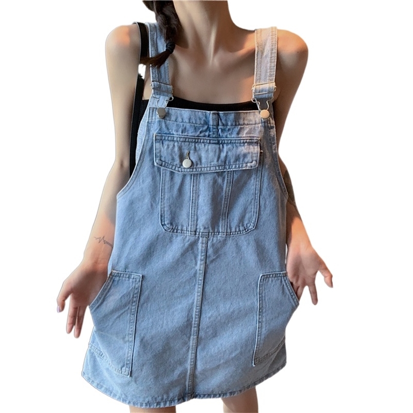 Korean Adjustable Strap Big Pocket Denim Suspender Dress Summer Sexy Backless Sleeveless Casual Loose Short Tank Top Jeans 210604, White
Korean Adjustable Strap Big Pocket Denim Suspender Dress Summer Sexy Backless Sleeveless Casual Loose Short Tank Top Jeans 210604, White