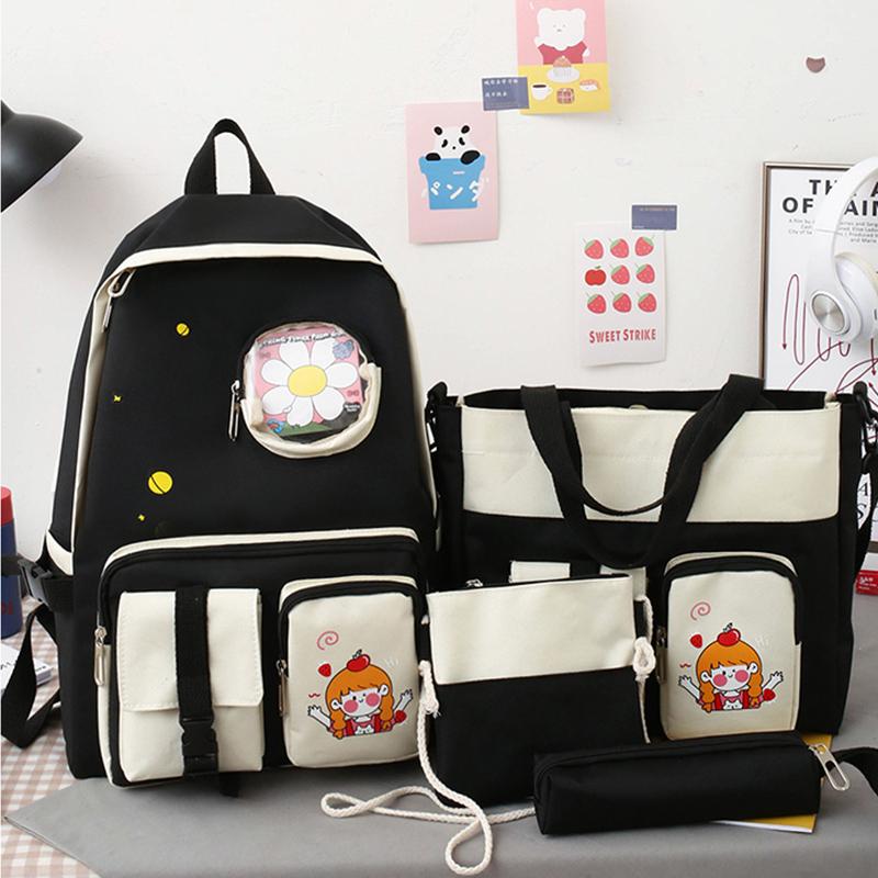 Backpack 4Pcs/set Printing Canvas Cute School Bag For Teenagers Girls Student Larger Capacity Women Backpacks Female Book Bags 50, Black
Backpack 4Pcs/set Printing Canvas Cute School Bag For Teenagers Girls Student Larger Capacity Women Backpacks Female Book Bags 50, Black