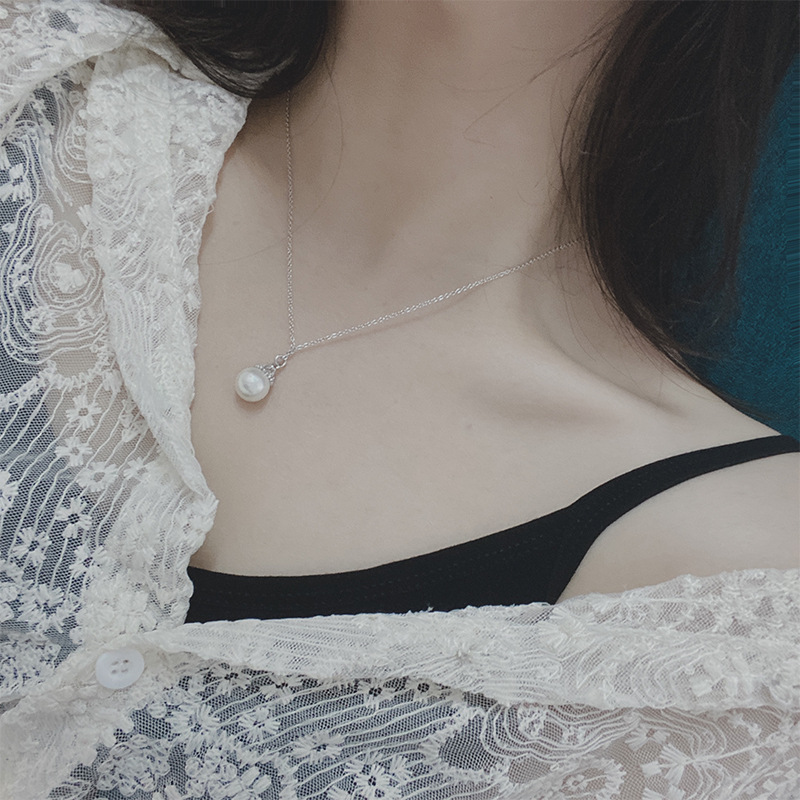 925 Sterling Silver Necklace with Freshwater Pearl er Inlaid Petal Pendant Valentines Day Gift Z250910