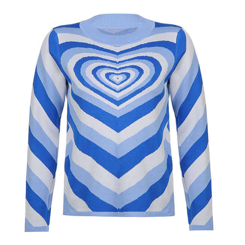 Aproms Fashion Stripes Print Sweaters Women Winter Knitted Warm Pullovers Female Long Jumpers Streetwear Loose Outerwear 210918