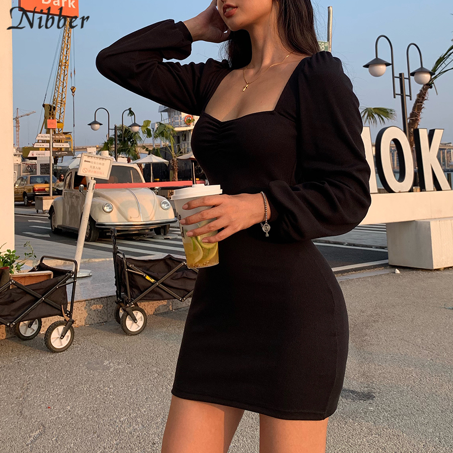 Nibber Harajuku Pure Knitting Full Sleeve Low Cut Dress Womens Office Lady Street Casual Wear Black Basic Bodycon Mini Dresses
Nibber Harajuku Pure Knitting Full Sleeve Low Cut Dress Womens Office Lady Street Casual Wear Black Basic Bodycon Mini Dresses