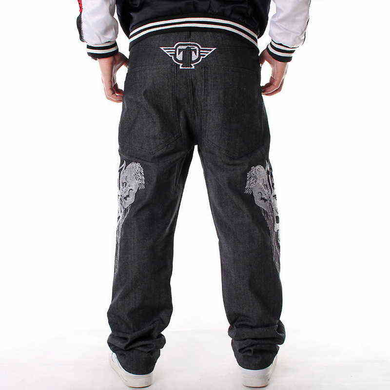 Sale Stripe Denim Jeans Loose Hip Hop Men Printed Hiphop Hip-hop Embroidered Skull Influx Of Casual Skateboard 211111