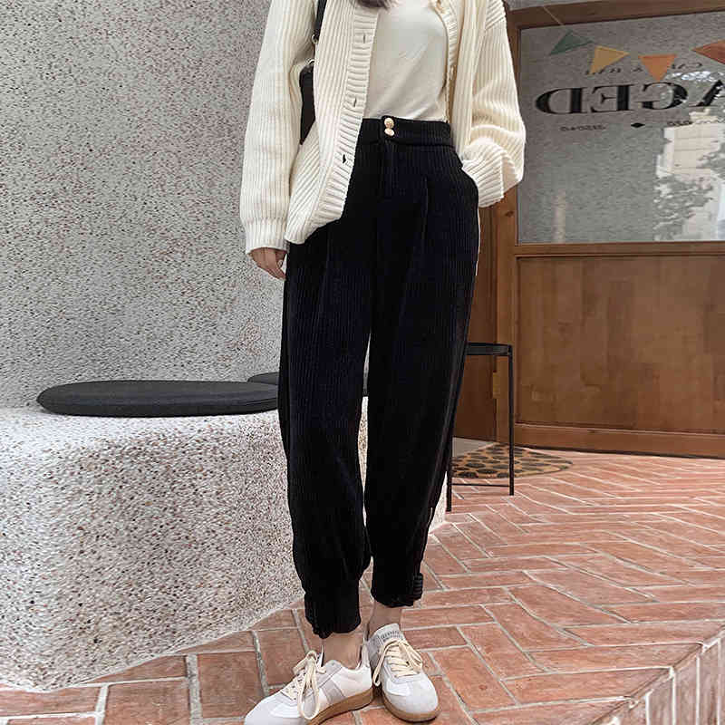 Nomikuma Woman Pants Korean High Waist Ankle-length Trousers Causal Solid Spring Autumn New Zipper Harem Pants Mujer 6E089 210427