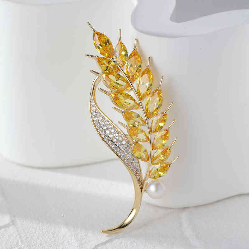 2021 Micro Inlaid Zircon Rice Spike Brooch Clothing Accessories Freshwater Pearl Copper Plated
