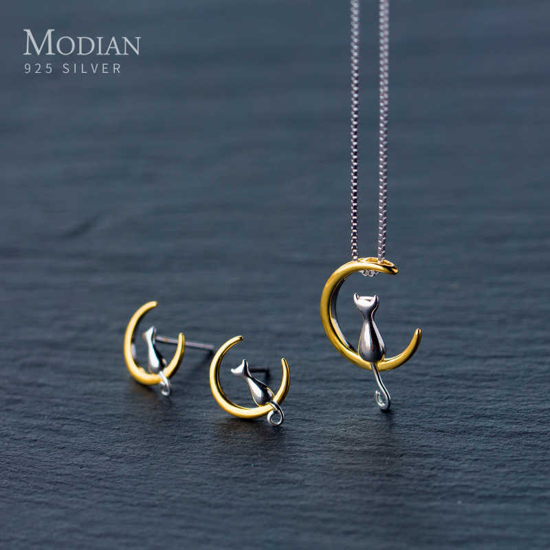 Real 925 Sterling Silver Gold Color Animal Cat Sets Charm Stud Earrings For Women Fashion Necklace Pendant Party Jewelry 210707, White
Real 925 Sterling Silver Gold Color Animal Cat Sets Charm Stud Earrings For Women Fashion Necklace Pendant Party Jewelry 210707, White
