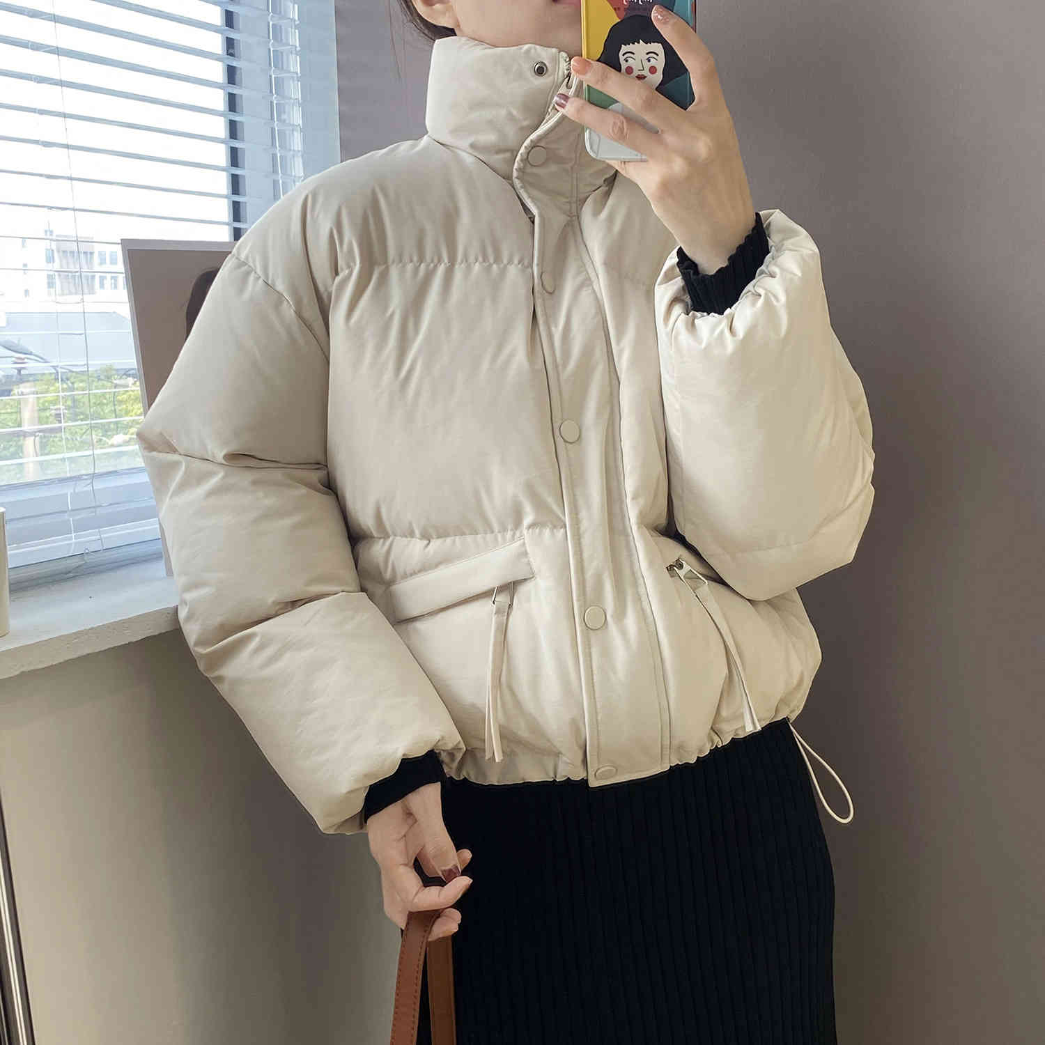 down Women's autumn and winter small thick drawstring bread down stand-up collar padded cotton jacket, Black
down Women's autumn and winter small thick drawstring bread down stand-up collar padded cotton jacket, Black