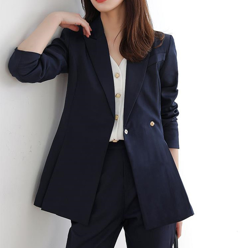 Professional Women Blazer Pants Suit OL Elegant Business Wear Lace-up Blazers + Suits 2 Piece Sets 210421