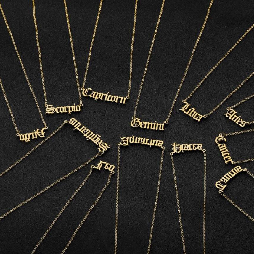 Gold Silver Stainless Steel Star Zodiac Sign Neckless 12 Constellation English alphabet Pendant Necklace Women Gold Chain Necklace Men Jewelry gift
Gold Silver Stainless Steel Star Zodiac Sign Neckless 12 Constellation English alphabet Pendant Necklace Women Gold Chain Necklace Men Jewelry gift