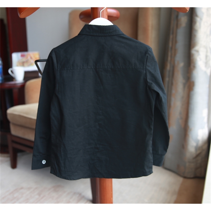 Children's Clothing Spring Long Sleeve for Children Shirt Fashion Boy Baby White All-match Black Casual 210713