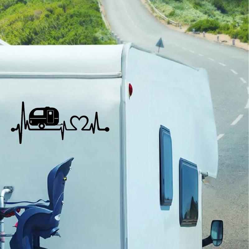 For Camper Travel Trailer Hiker Camper Heartbeat Art Decal Decoration , Tent Hiking Vinyl Sticker Camper Art Decor