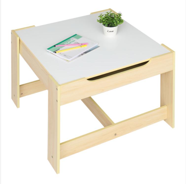 Dining Room Furniture Children's Wooden And Chair Set With Two Storage Bags (One Table &Two desk)