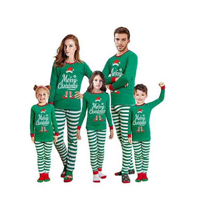 Christmas Family Matching Pajamas Set Xmas Santa Stitching Adult Kid Pyjamas Clothing Baby Jumpsuit Clothes 211102